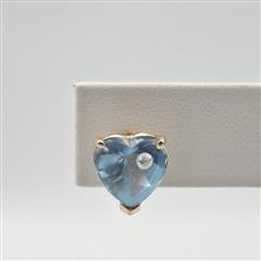 Clyde Duneier 14K Yellow Cabochon Heart Cut Blue Topaz & Diamond Stud Earrings